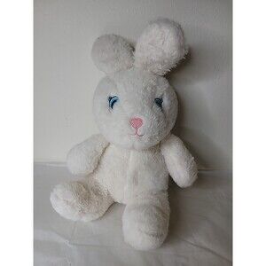 Hugfun Bunny Plush stuffed animal plush White Embroidered Eyes Nose 12" Vintage